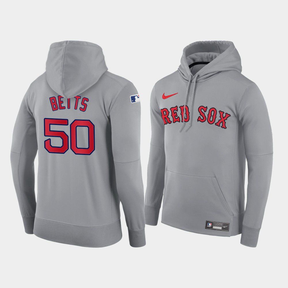 Men Boston Red Sox #50 Betts gray road hoodie 2021 MLB Nike Jerseys